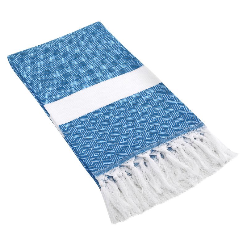 Diamond Weave Pestemal Turkish Cotton Beach Towel Royal Blue, 1 of 5