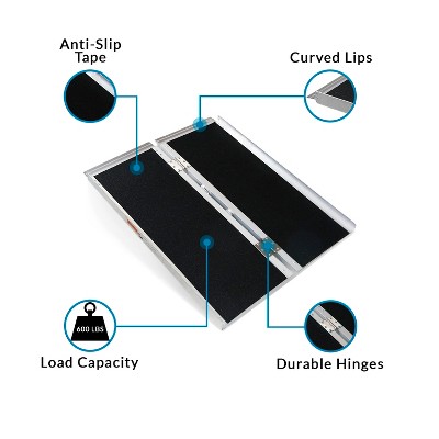 AllCure 3' Extra Wide Aluminum Foldable Wheelchair Ramp