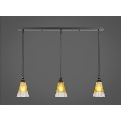 Toltec Lighting Any 3 - Light Chandelier in  Dark Granite with 5.5" Fluted Gold Champagne Crystal Shade