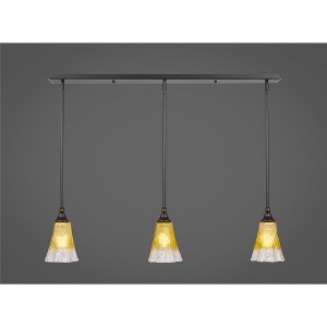 Toltec Lighting Any 3 - Light Chandelier in  Dark Granite with 5.5" Fluted Gold Champagne Crystal Shade - 1 of 1