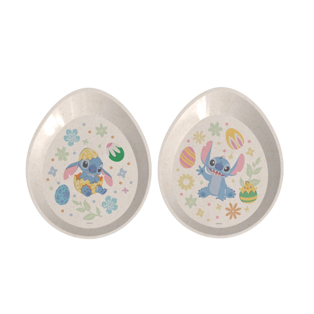 Zak Designs Stitch 2pc Melamine Bamboo Egg Shaped Plate Set White