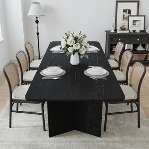 PexFix 79" x 33.5" Solid Wood Farmhouse Dining Table with V-Shaped Legs and Square Wood Top for Modern Dining Rooms & Family Gatherings Black - 1 of 4