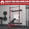 ER Kang 2" x 2" Folding Squat Rack Wall Mounted, Power Rack with Pull Up Bar, J Hooks, Landmine, Space-Saving Home Gym 1000 LBS Capacity, Red - 3 of 4