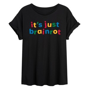 Women's - Instant Message - Just Brainrot Oversized Graphic T-Shirt - 1 of 4