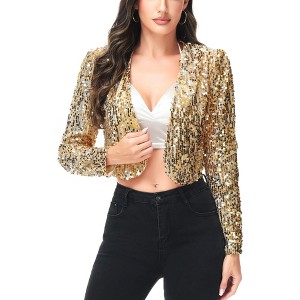 Anna-Kaci Women's Sequin Bedazzled Long Sleeve Bolero - 1 of 4