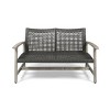 Outdoor Patio Loveseat Sofa Set, Wicker Loveseat Sofa for 2 People, Loveseat Sofa with Acacia Wood Frame and Woven Seating-Coolbibila - 3 of 4