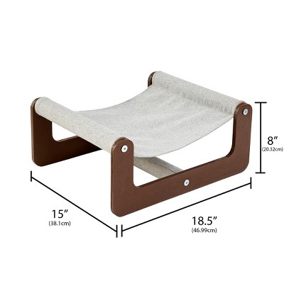 Small Dark Brown and Light Gray Wood Cat Hammock Bed
