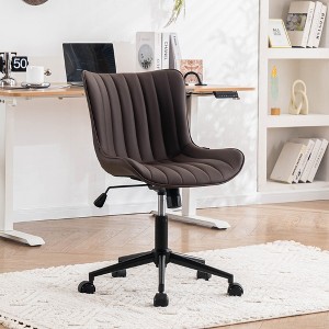 YOUNIKE Modern Home Office Chair Adjustable Swivel Desk Chair Leather Rolling Task Vanity Chair Seat Size 19.49"Wx16.93"Dx(17.91-22.64)"H - 1 of 4