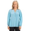 Collections Etc Seersucker Smock Trimmed V-Neck Long Sleeve Shirt - 2 of 4