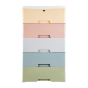 YIYIBYUS 5-Color Plastic Bedroom Storage Cabinet with 5 Drawers and Lock - 1 of 4