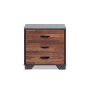 Acme Furniture 20" Eloy Accent Table Walnut/Espresso Finish: Rectangular MDF Top, Wood Legs, Drawer Storage - 1 of 4