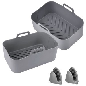 NewHome "Reusable Air Fryer Silicone Pot with 2 Basket Pans & Mittens for 6-8 Quart Oven Air Fryer" black - 1 of 4