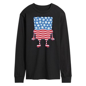 Men's - SpongeBob SquarePants - Silhouette Stars Stripes Long Sleeve Graphic T-Shirt - 1 of 4