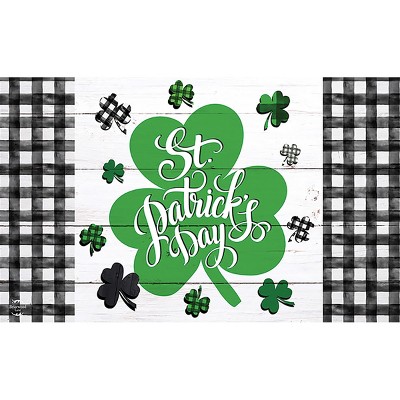 Briarwood Lane St. Patricks Day Doormat 30x18 Indoor Outdoor Checkered St. Pat's Shamrocks For St. Patricks Day Doormat