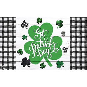 Briarwood Lane St. Patricks Day Doormat 30x18 Indoor Outdoor Checkered St. Pat's Shamrocks For St. Patricks Day Doormat - 1 of 4