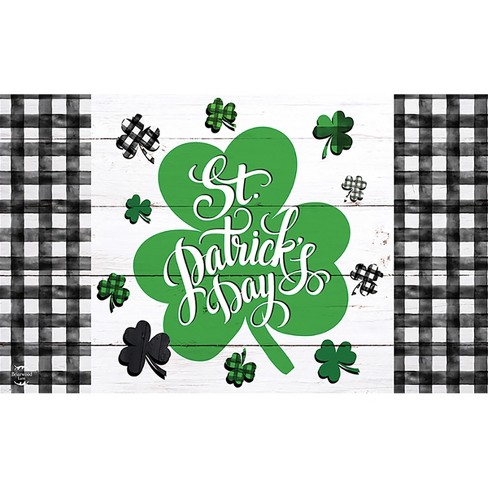 Checkered St. Pat's Shamrocks Doormat Indoor Outdoor 30" x 18" Briarwood Lane - image 1 of 4