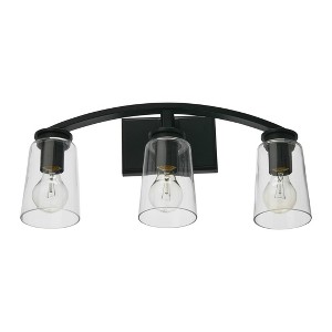 Robert Stevenson Lighting Laguna Metal and Glass 3-Light Vanity Light Matte Black: ETL Listed, Edison Bulb Compatible, Steel Body - 1 of 4