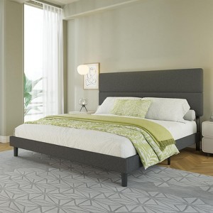 AMERLIFE Upholstered Bed Frame with 47.3" Adjustable Headboard - 1 of 4