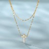 Clotth 925 Sterling Silver Double-Layered Pave Cross Pendant Necklace: The Ultimate Street Trendsetter's Statement for Women - 4 of 4