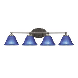 Toltec Lighting Capri 4 - Light Vanity in  Brushed Nickel with 7" Blue Italian Shade - 1 of 2