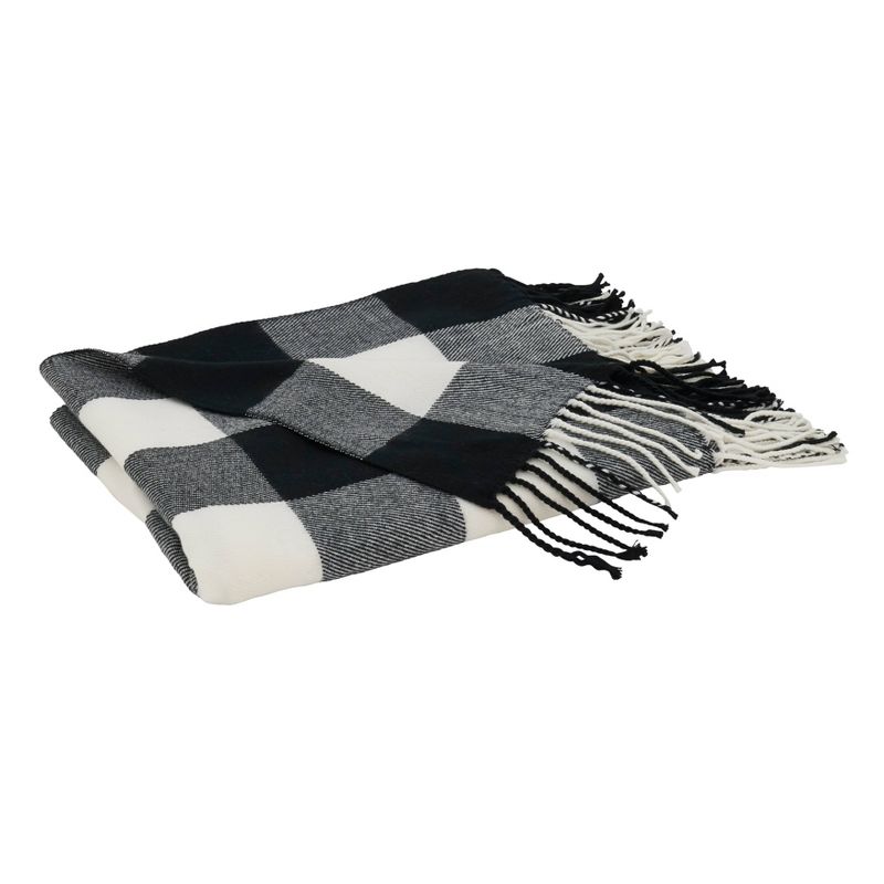 Buffalo Plaid Check Pattern with Tassel Trim Throw Blanket - Saro Lifestyle, 3 of 6
