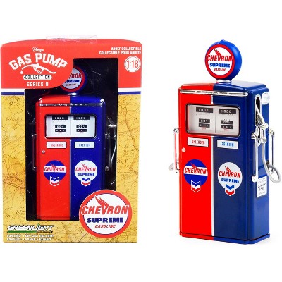 1954 Tokheim 350 Twin Gas Pump "Chevron Supreme" Red and Blue "Vintage Gas Pumps" Series 9 1/18 Diecast Model by Greenlight
