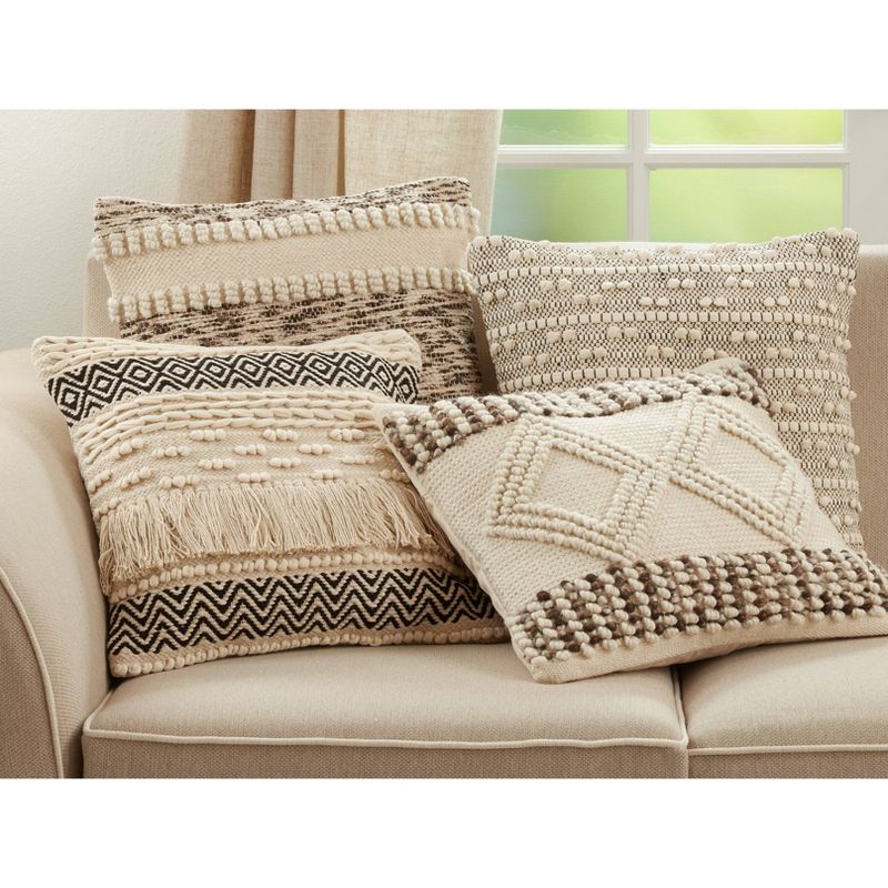 18&#34;x18&#34; Cotton Moroccan Design Square Pillow Cover Natural - Saro Lifestyle, 6 of 7