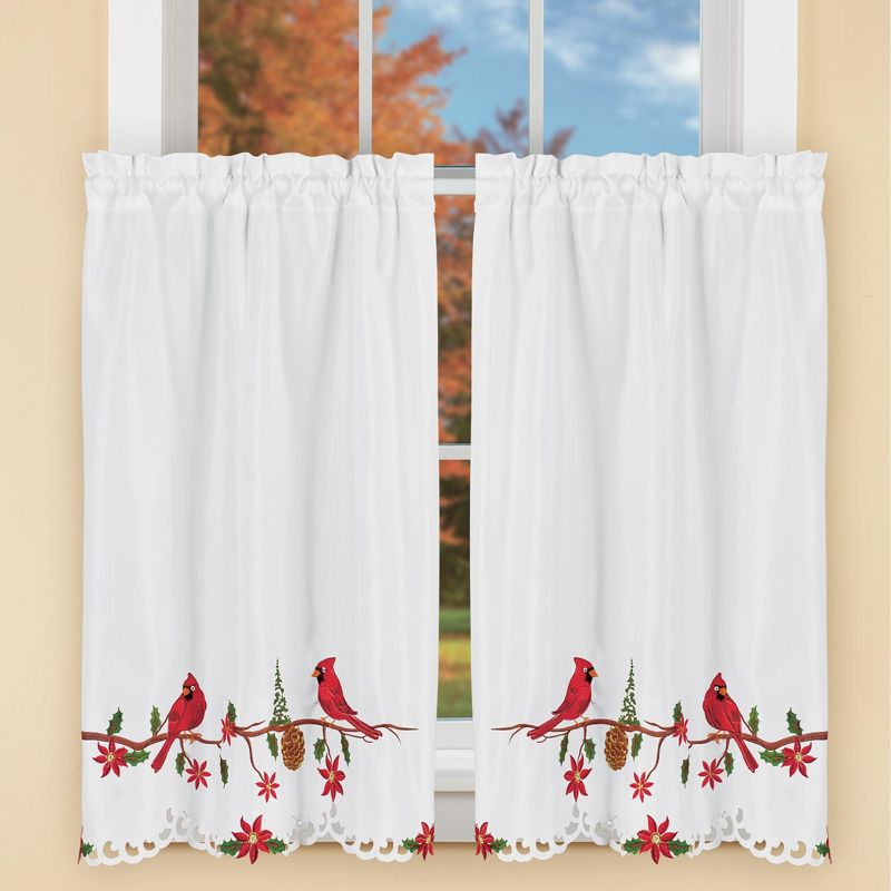 Collections Etc Cardinal Pine Emb. Curtains, 2 of 4