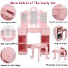 GustoWave Girls Vanity Table with Tri-Folding Mirror, Light,Stool & Drawer, 2 in 1 Wooden Makeup Desk Dressing Table, Pretend Play Vanity Set for Kids - 2 of 4