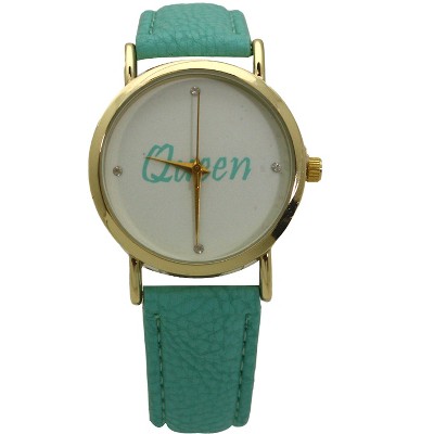 OLIVIA PRATT QUEEN FACE LEATHER STRAP WATCH