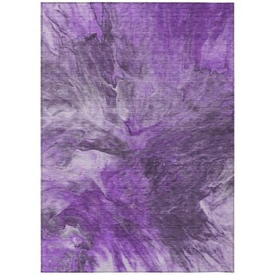 Purple Lilac And Eggplant Abstract Washable Indoor Outdoor Area Rug