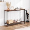 Industrial Narrow Console Table with 2 Storage Shelves, 105cm Hallway Sofa Table for Entrance, Living Room, Bedroom - 3 of 4