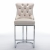 TIRAMISUBEST Upholstered Bar Chairs Set of 2 with Nailhead Trim, Velvet Bar Stools with U-Shaped Chromed Metal Base - 4 of 4