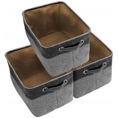 Sorbus Large Black and Gray Fabric Collapsible Storage Bins with Handles