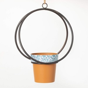 Sullivans Hanging Metal Ring Metal Planter 14.5"H Brown - 1 of 4
