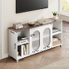TV Stands for Living Room, 70 Inch TV Stand with 2 Corrugated Glass Cabinet Doors & 4 Open Shelves, Entertainment Center with Storage - 2 of 4