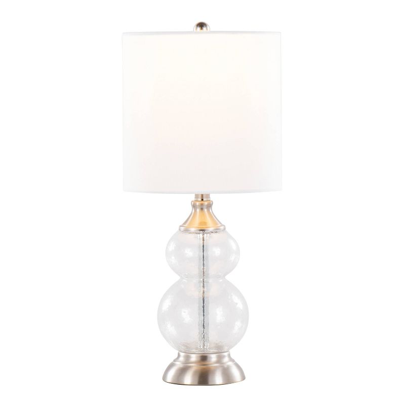 LumiSource (Set of 2) Belle 20&#34; Contemporary Glass Accent Lamps Clear Wrinkle Glass Brushed Nickel and White Linen Shade from Grandview Gallery, 3 of 8