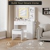 Vanity Desk with Mirror, Makeup Desk with Lights in 3 Colors, Girls Vanity Table with Charging Station, 3 Drawers, 3 Storage Shelves for Bedroom - 4 of 4