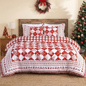 3 Piece Christmas Duvet Cover Bedding Set - 1 of 4
