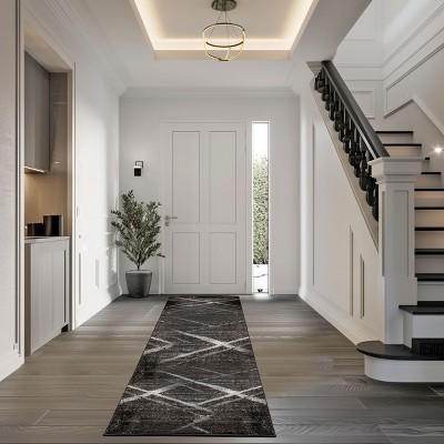 Thigpen Modern Crisscross Lines Area Rug, 3' x 5', Dark Grey