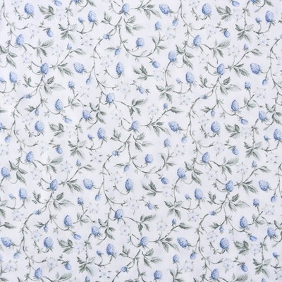 Blue Floral Print Cotton Queen Sheet Set