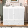 TIRAMISUBEST Full/Queen Size Murphy Bed Wall Bed with USB Port and a Large Storage Drawer, Wooden Murphy Cabinet Bed, Space Saving Design - 2 of 4