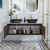 Double Wall Mounted Bathroom Vanity Sink Set with Ceramic Vessel, Faucet - 3 of 4
