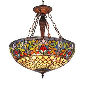 Chloe Lighting Fallon Tiffany-Style 3 Light Inverted Ceiling Pendant 20`` Shade - 1 of 4