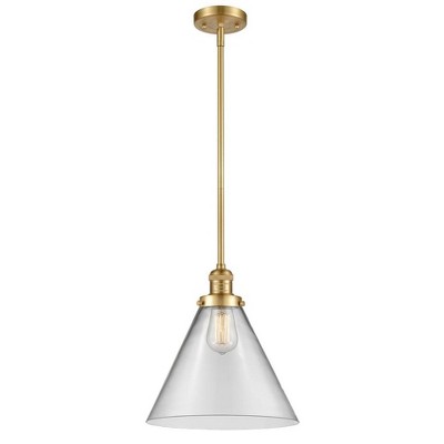 Cone - 1 Light Stem Hung Mini Pendant In Industrial Style-16 Inches Tall and 12 Inches Wide