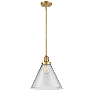 Cone - 1 Light Stem Hung Mini Pendant In Industrial Style-16 Inches Tall and 12 Inches Wide - 1 of 1