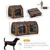 Munora 39" Portable Twin Compartment Cat Show House, Soft-Sided Pet Carrier with Removable Cushions & Storage Bag - Brown - 3 of 4