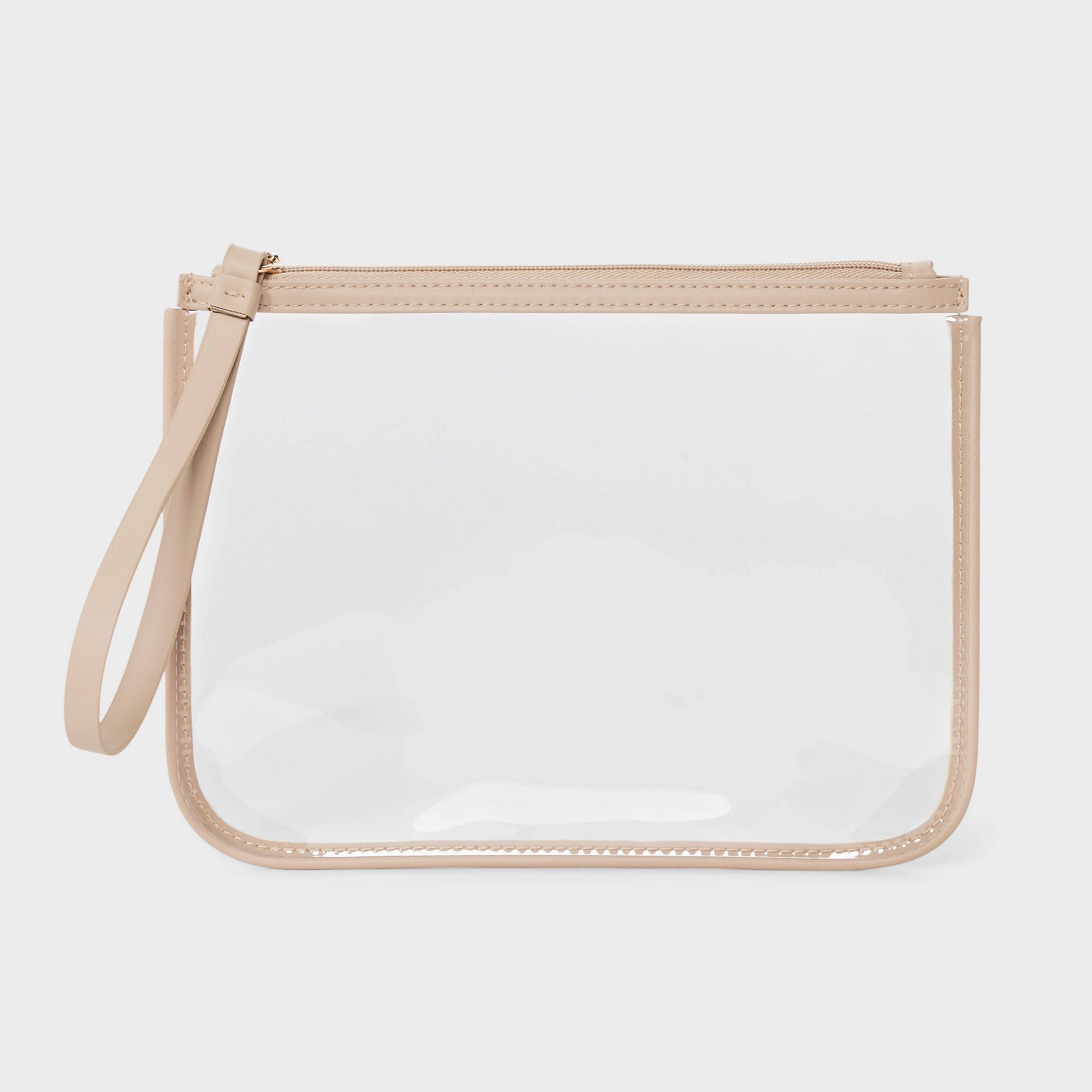 Clear Pouch Wristlet - A New Day™ Tan: Faux Leather TPU, Zip Closure, Unstructured Design
