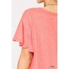 Slickblue Women's Frill Sleeve Round Neck Top, Coral Color, Scoop Hem, Casual & Workwear Essential, S - 4 of 4