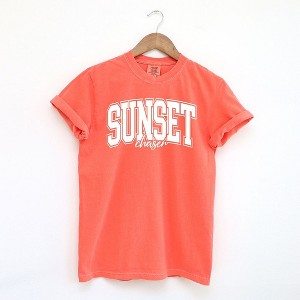 Simply Sage Market Women's Varsity Sunset Chaser Short Sleeve Garment Dyed Tee - 1 of 2
